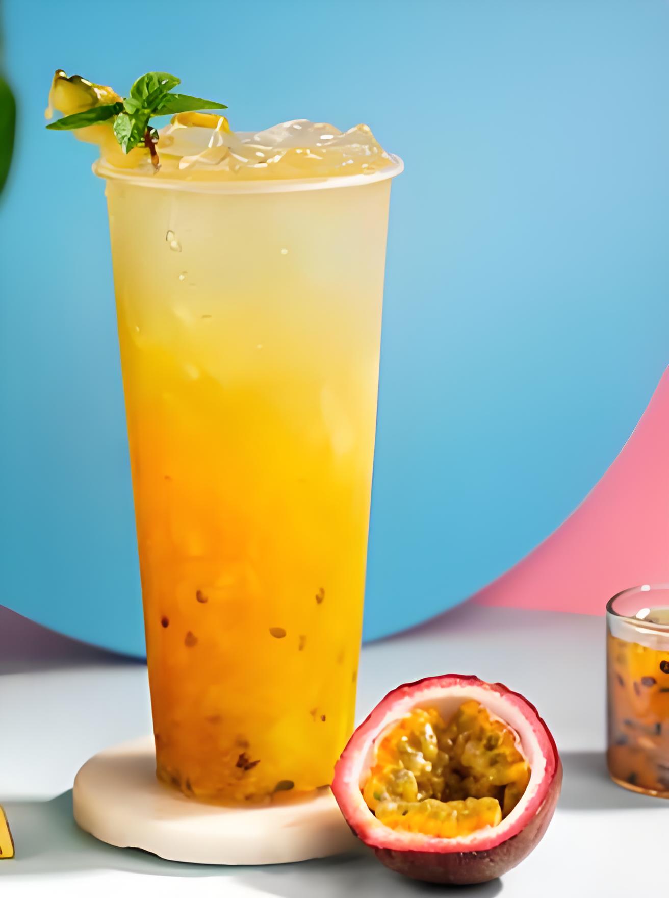 菠萝百香果冰茶教程